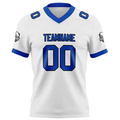 Benutzerdefinierte Weiß Blau Fußball Trikots Personalisierter Name Nummer Logo