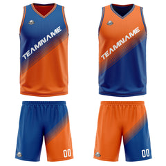 Benutzerdefinierte Blau Orange Reversible Basketball Jersey Personalisierte Print Name Nummer Logo