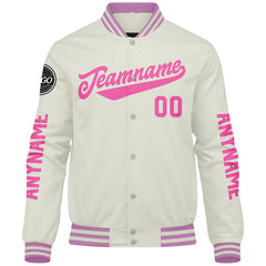 Maßgeschneiderte Creme Letterman Varsity Jacket Individuelle Stickerei Druck nach Ihrem Wunsch