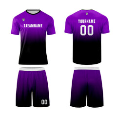 Benutzerdefinierte Lila Schwarz Trikots für Männer Frauen Personalisierte Fußball Uniformen für Erwachsene und Kind