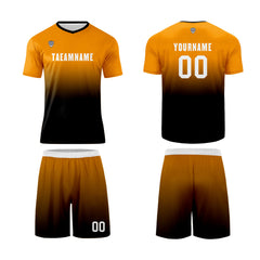 Benutzerdefinierte Orange Schwarz Trikots für Männer Frauen Personalisierte Fußball Uniformen für Erwachsene und Kind