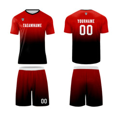 Benutzerdefinierte Rot Schwarz Trikots für Männer Frauen Personalisierte Fußball Uniformen für Erwachsene und Kind