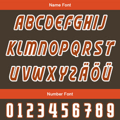 Maßgeschneiderte Braun Orange Letterman Varsity Jacket Individuelle Stickerei Druck nach Ihrem Wunsch