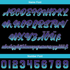 Benutzerdefiniert Schwarz Himmelblau Lila Personalisierter Baseball Jersey mit Farbverlauf Team Uniform mit Namen und Nummer