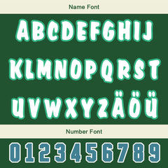 Maßgeschneiderte Grün Weiß Letterman Varsity Jacket Individuelle Stickerei Druck nach Ihrem Wunsch