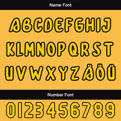 Maßgeschneiderte Schwarz Gelb Letterman Varsity Jacket Individuelle Stickerei Druck nach Ihrem Wunsch