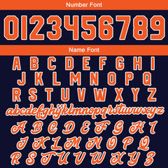 Maßgeschneiderte Marine Orange Letterman Varsity Jacket Individuelle Stickerei Druck nach Ihrem Wunsch