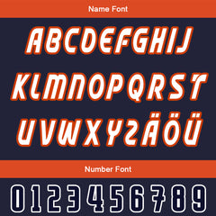 Maßgeschneiderte Marine Orange Letterman Varsity Jacket Individuelle Stickerei Druck nach Ihrem Wunsch