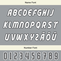 Maßgeschneiderte Grau Weiß Letterman Varsity Jacket Individuelle Stickerei Druck nach Ihrem Wunsch