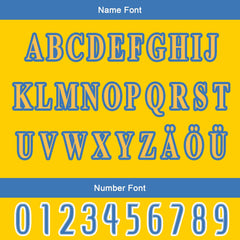 Maßgeschneiderte Blau Gelb Letterman Varsity Jacket Individuelle Stickerei Druck nach Ihrem Wunsch