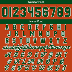 Maßgeschneiderte Dunkelgrün Orange Letterman Varsity Jacket Individuelle Stickerei Druck nach Ihrem Wunsch