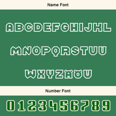 Maßgeschneiderte Grün Weiß Letterman Varsity Jacket Individuelle Stickerei Druck nach Ihrem Wunsch