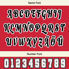 Maßgeschneiderte Rot Weiß Letterman Varsity Jacket Individuelle Stickerei Druck nach Ihrem Wunsch