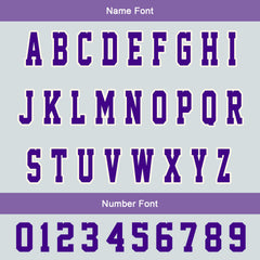 Maßgeschneiderte Lila Grau Letterman Varsity Jacket Individuelle Stickerei Druck nach Ihrem Wunsch