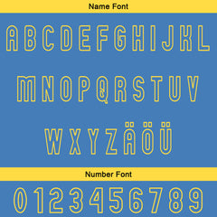 Benutzerdefiniert Blau Gelb Personalisierter Baseball Jersey mit Farbverlauf Team Uniform mit Namen und Nummer