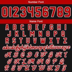 Maßgeschneiderte Rot Schwarz Letterman Varsity Jacket Individuelle Stickerei Druck nach Ihrem Wunsch