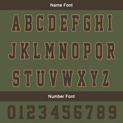 Maßgeschneiderte Braune Olivengrün Letterman Varsity Jacket Individuelle Stickerei Druck nach Ihrem Wunsch