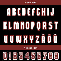 Maßgeschneiderte Rot Schwarz Letterman Varsity Jacket Individuelle Stickerei Druck nach Ihrem Wunsch