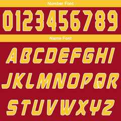 Benutzerdefinierter Rot Gelb Basketball Jersey Uniform Anzug gedruckt Ihr Logo Name Nummer