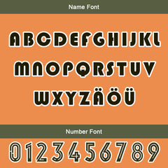 Maßgeschneiderte Olivengrün Orange Letterman Varsity Jacket Individuelle Stickerei Druck nach Ihrem Wunsch