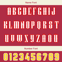 Maßgeschneiderte Rot Gelb Letterman Varsity Jacket Individuelle Stickerei Druck nach Ihrem Wunsch