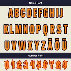 Maßgeschneiderte Marine Orange Letterman Varsity Jacket Individuelle Stickerei Druck nach Ihrem Wunsch