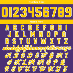 Maßgeschneiderte Lila Gelb Letterman Varsity Jacket Individuelle Stickerei Druck nach Ihrem Wunsch