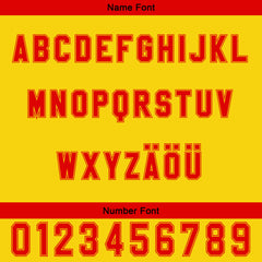 Benutzerdefiniert Gelb Rot Personalisierter Baseball Jersey mit Farbverlauf Team Uniform mit Namen und Nummer