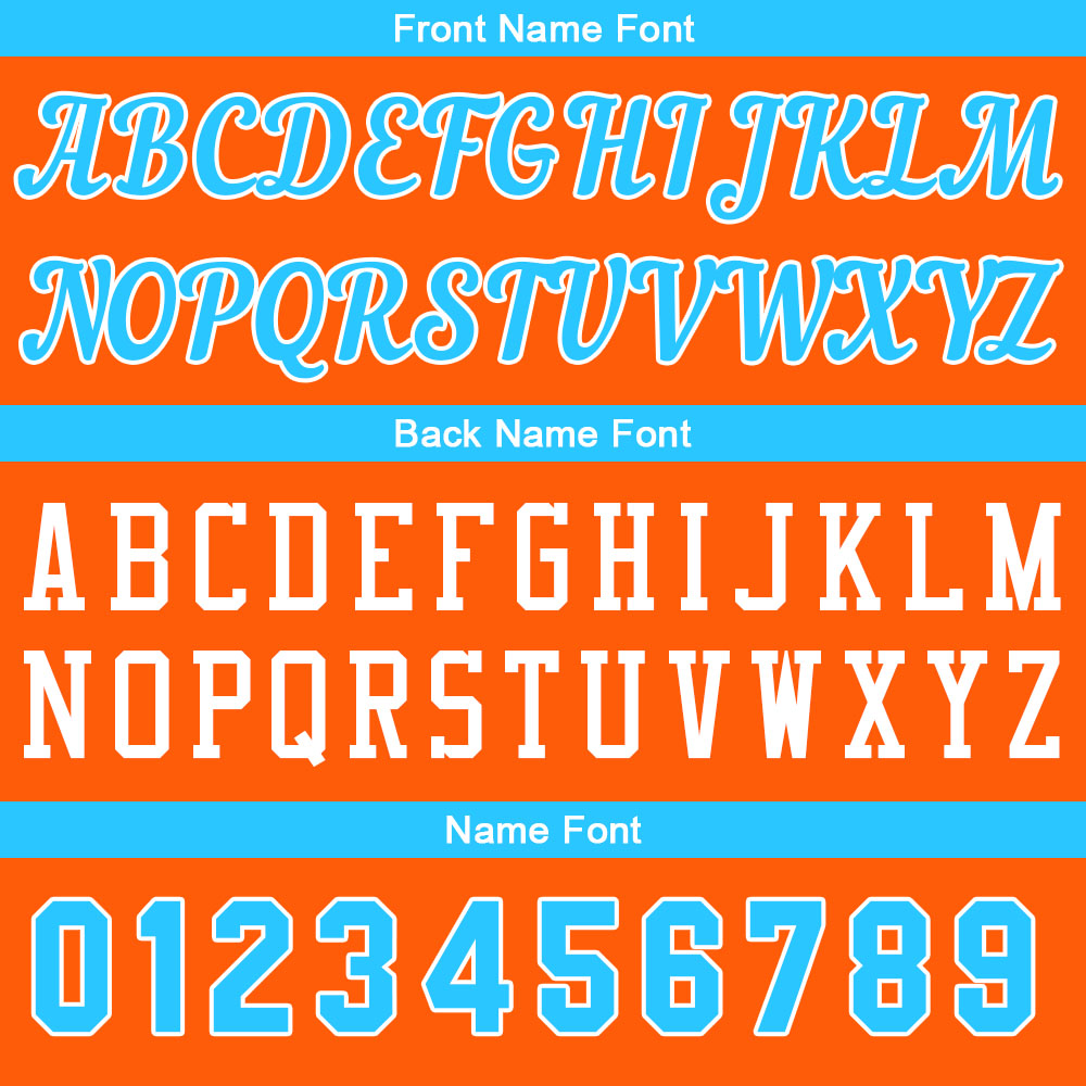 Individuelle Orange-Hellblau Basketball Jersey Shorts für Männer und Frauen Gestickter und gedruckter Name, Nummer und Logo