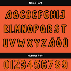 Maßgeschneiderte Schwarz Orange Letterman Varsity Jacket Individuelle Stickerei Druck nach Ihrem Wunsch