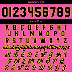 Maßgeschneiderte Rosa Gelb Schwarz Letterman Varsity Jacket Individuelle Stickerei Druck nach Ihrem Wunsch