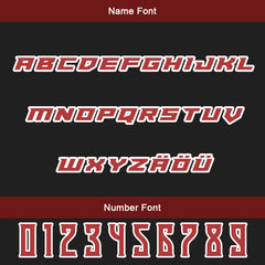 Maßgeschneiderte Rot Schwarz Letterman Varsity Jacket Individuelle Stickerei Druck nach Ihrem Wunsch