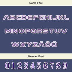 Maßgeschneiderte Weiß Lila Letterman Varsity Jacket Individuelle Stickerei Druck nach Ihrem Wunsch