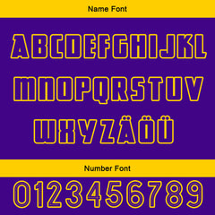 Maßgeschneiderte Lila Gelb Letterman Varsity Jacket Individuelle Stickerei Druck nach Ihrem Wunsch