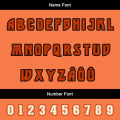 Maßgeschneiderte Schwarz Hellorange Letterman Varsity Jacket Individuelle Stickerei Druck nach Ihrem Wunsch