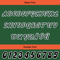 Maßgeschneiderte Grün Orange Letterman Varsity Jacket Individuelle Stickerei Druck nach Ihrem Wunsch