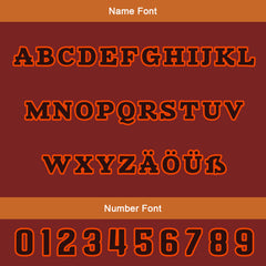 Maßgeschneiderte Burgund Dunkelorange Letterman Varsity Jacket Individuelle Stickerei Druck nach Ihrem Wunsch