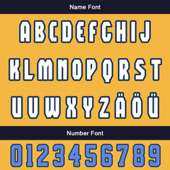 Maßgeschneiderte Marine Gelb Letterman Varsity Jacket Individuelle Stickerei Druck nach Ihrem Wunsch