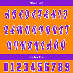 Benutzerdefiniert Orange Lila Personalisierter Baseball Jersey mit Farbverlauf Team Uniform mit Namen und Nummer