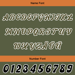 Maßgeschneiderte Olivengrün Orange Letterman Varsity Jacket Individuelle Stickerei Druck nach Ihrem Wunsch