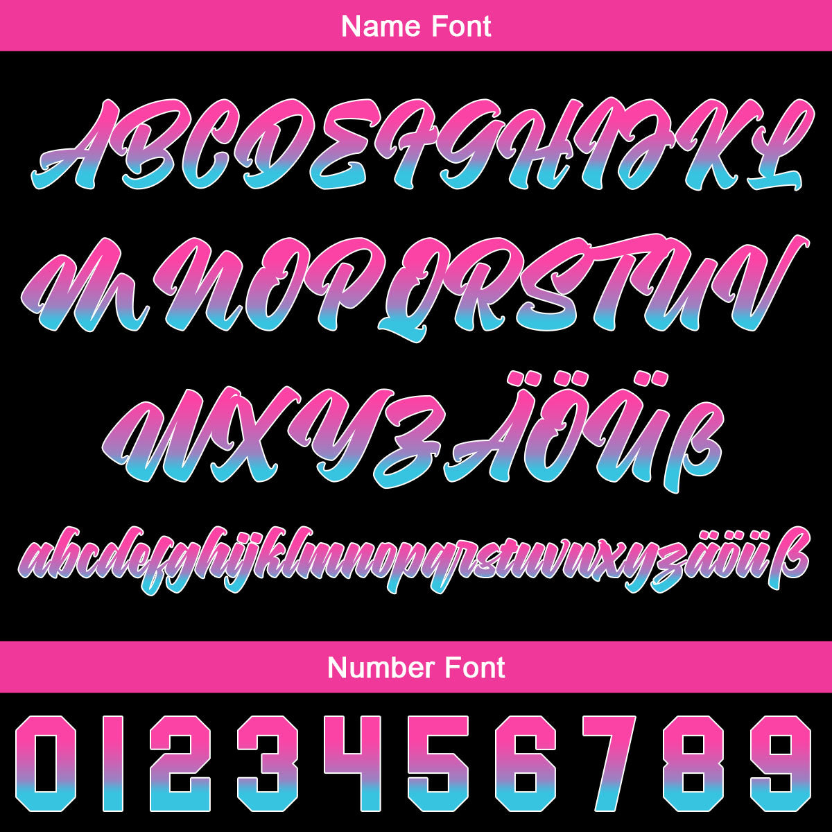 Benutzerdefiniert Schwarz Rosa Blau Personalisierter Baseball Jersey mit Farbverlauf Team Uniform mit Namen und Nummer