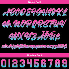 Benutzerdefiniert Schwarz Rosa Blau Personalisierter Baseball Jersey mit Farbverlauf Team Uniform mit Namen und Nummer