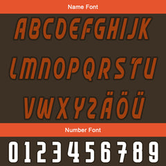 Maßgeschneiderte Braun Orange Letterman Varsity Jacket Individuelle Stickerei Druck nach Ihrem Wunsch