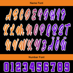 Benutzerdefiniert Orange Lila Personalisierter Baseball Jersey mit Farbverlauf Team Uniform mit Namen und Nummer