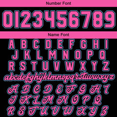 Maßgeschneiderte Schwarz Hellblau Rosa Letterman Varsity Jacket Individuelle Stickerei Druck nach Ihrem Wunsch