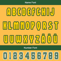 Maßgeschneiderte Grün Gelb Letterman Varsity Jacket Individuelle Stickerei Druck nach Ihrem Wunsch