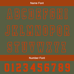 Maßgeschneiderte Orange Olivengrün Letterman Varsity Jacket Individuelle Stickerei Druck nach Ihrem Wunsch