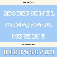 Maßgeschneiderte Weiß Löwenblau Letterman Varsity Jacket Individuelle Stickerei Druck nach Ihrem Wunsch