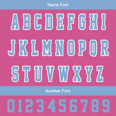 Maßgeschneiderte Bleischblau Rosa Letterman Varsity Jacket Individuelle Stickerei Druck nach Ihrem Wunsch