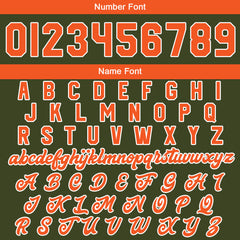 Maßgeschneiderte Olivengrün Orange Letterman Varsity Jacket Individuelle Stickerei Druck nach Ihrem Wunsch